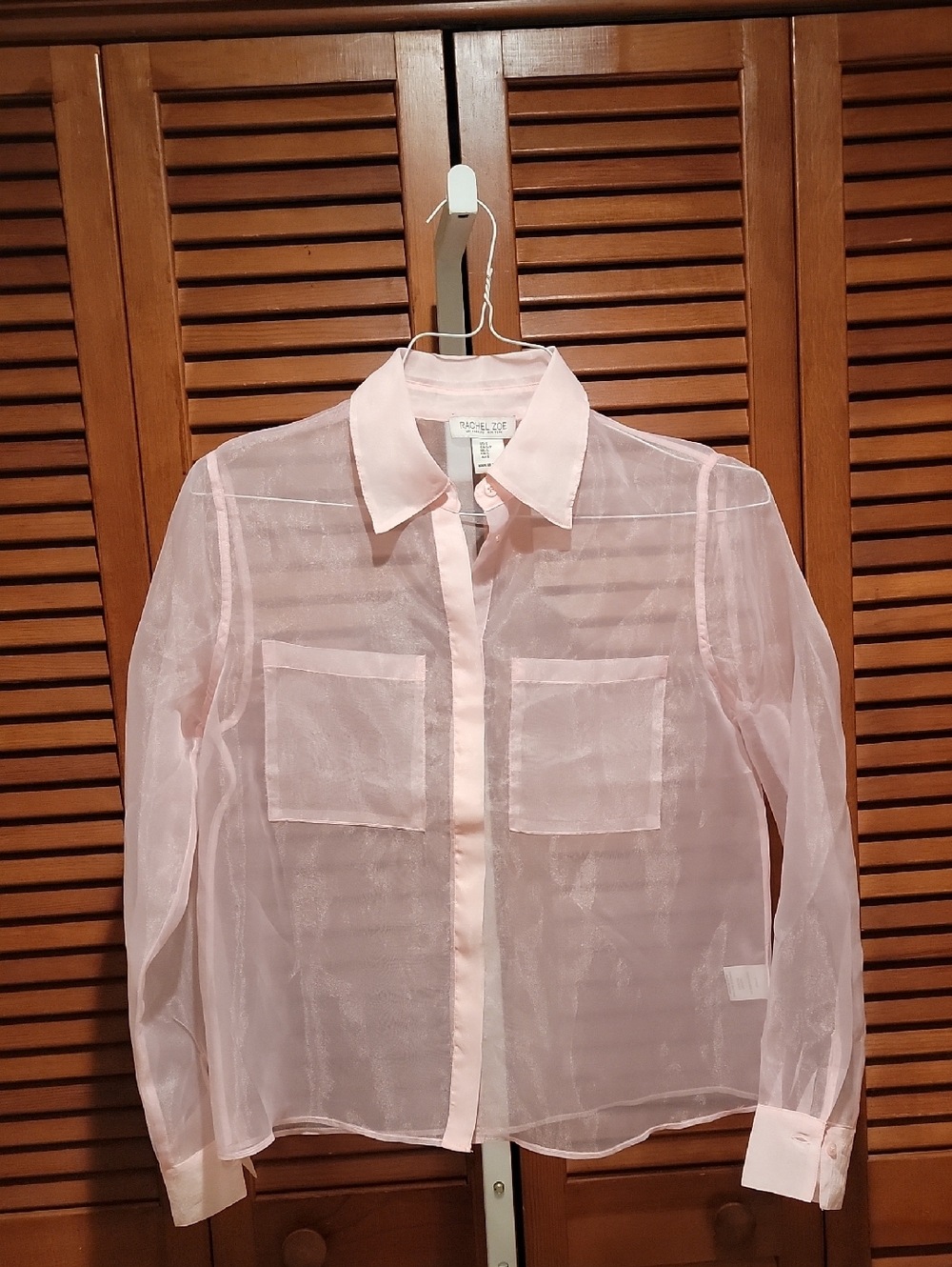 RACHEL ZOE WOMEN'S SHEER LONG SLEEVE BLOUSE WITH NOTCHED COLLAR - Picture 6 of 12